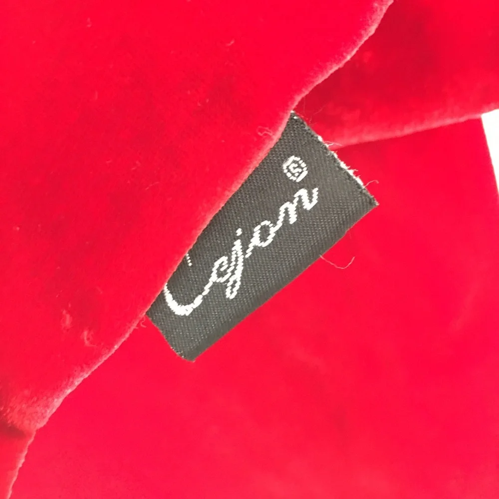 Cejon Accessories Red Velvet Scarf Silk Blend With Fringe